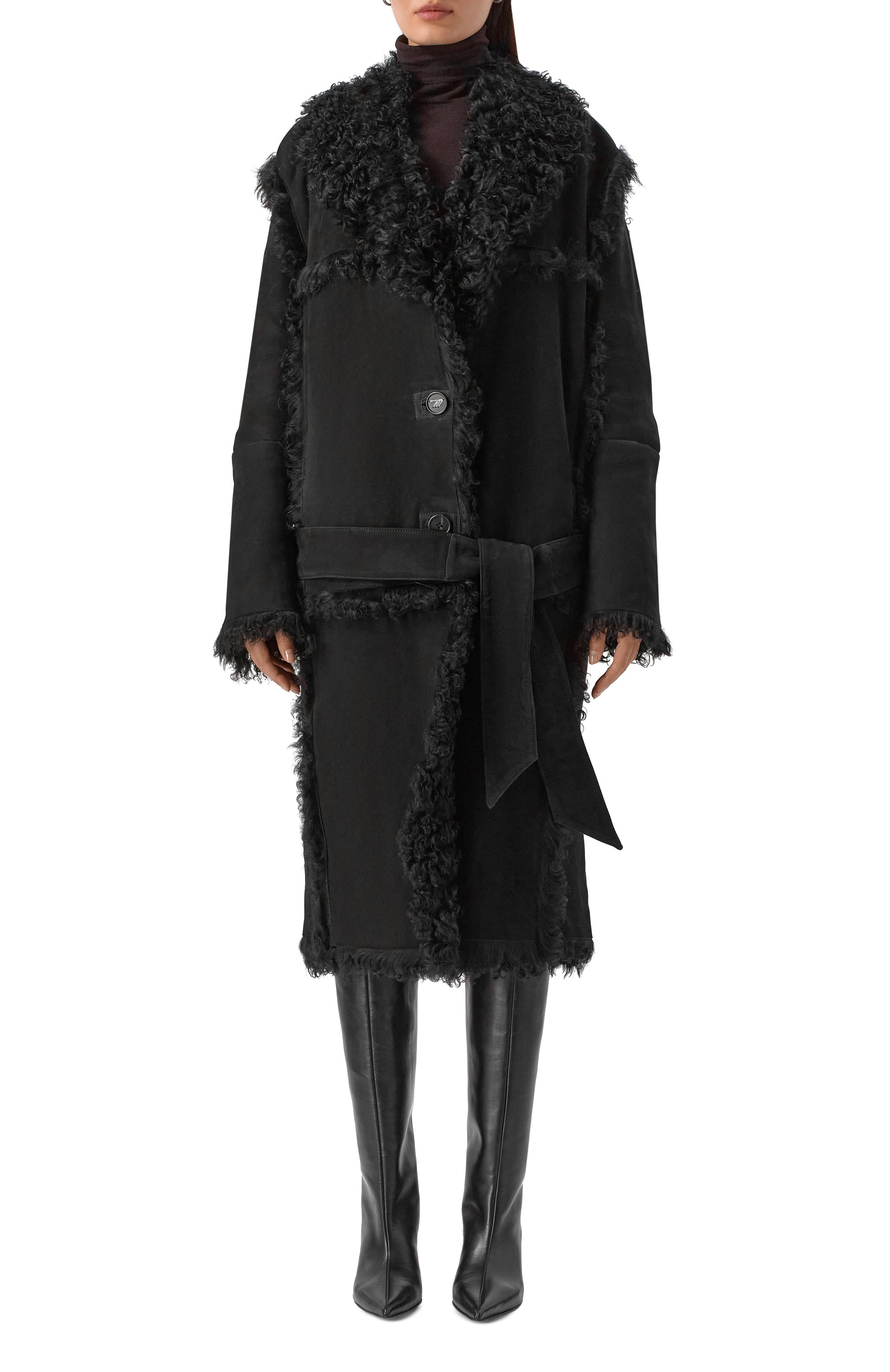 Двусторонняя дубленка из овчины THE ATTICO, арт. 251WCC00086/LBT136AA, фото 3