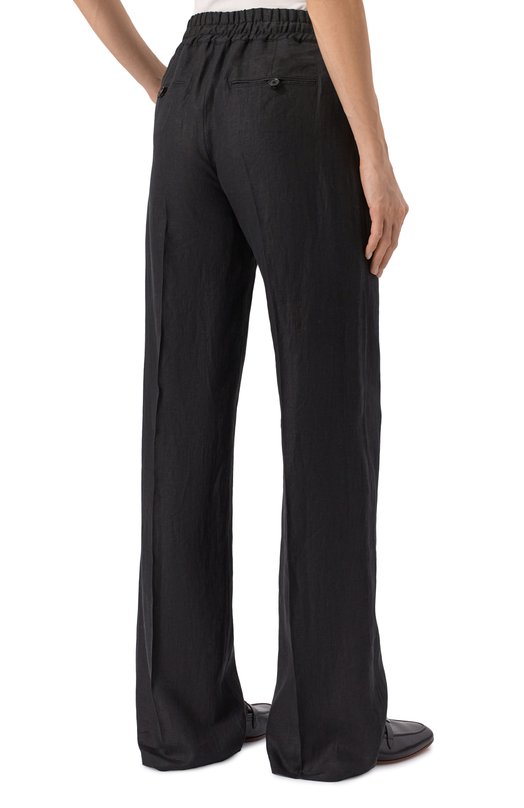 Льняные брюки Kiton D48122H0800412 Чёрный  D48122H0800412 Фото 4
