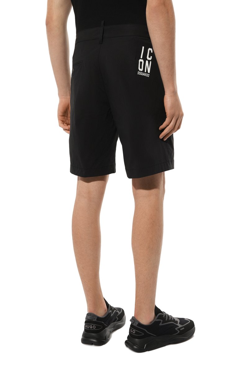 Мужские хлопковые шорты DSQUARED2 черного цвета, арт. S79MU0055/S53578 | Фото 4 (Материал внешний: Хлопок; Длина Шорты М: До колена; Стили: Гранж; Случай: Повседневный; Принт: Без принта; Автоматизация ТО: Проставлено; Автоматизация состава: Проставлено; Детали: Декор)