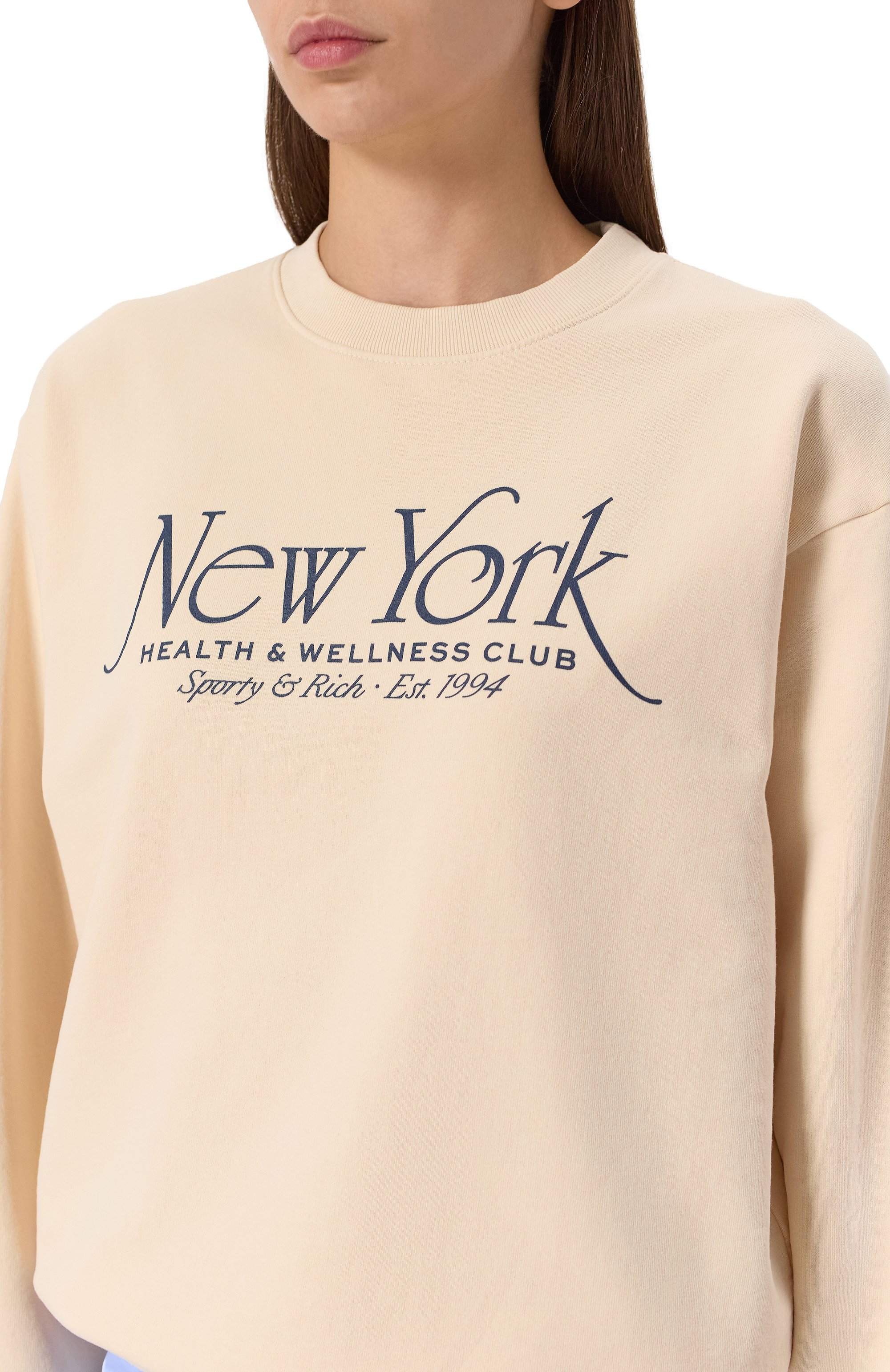 Хлопковый свитшот SPORTY AND RICH кремового цвета по цене 22650 руб., арт. ST071508034CR01, фото 9 Хлопковый свитшот SPORTY AND RICH, арт. ST071508034CR01, фото 9