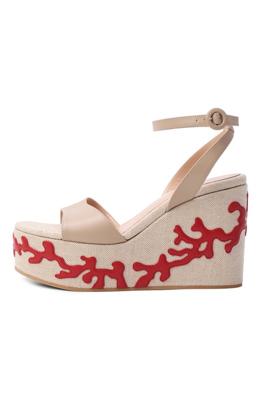 Комбинированные босоножки Malia Gianvito Rossi G32650.60RIC.VP2SNAT Бежевый  G32650.60RIC.VP2SNAT Фото 4