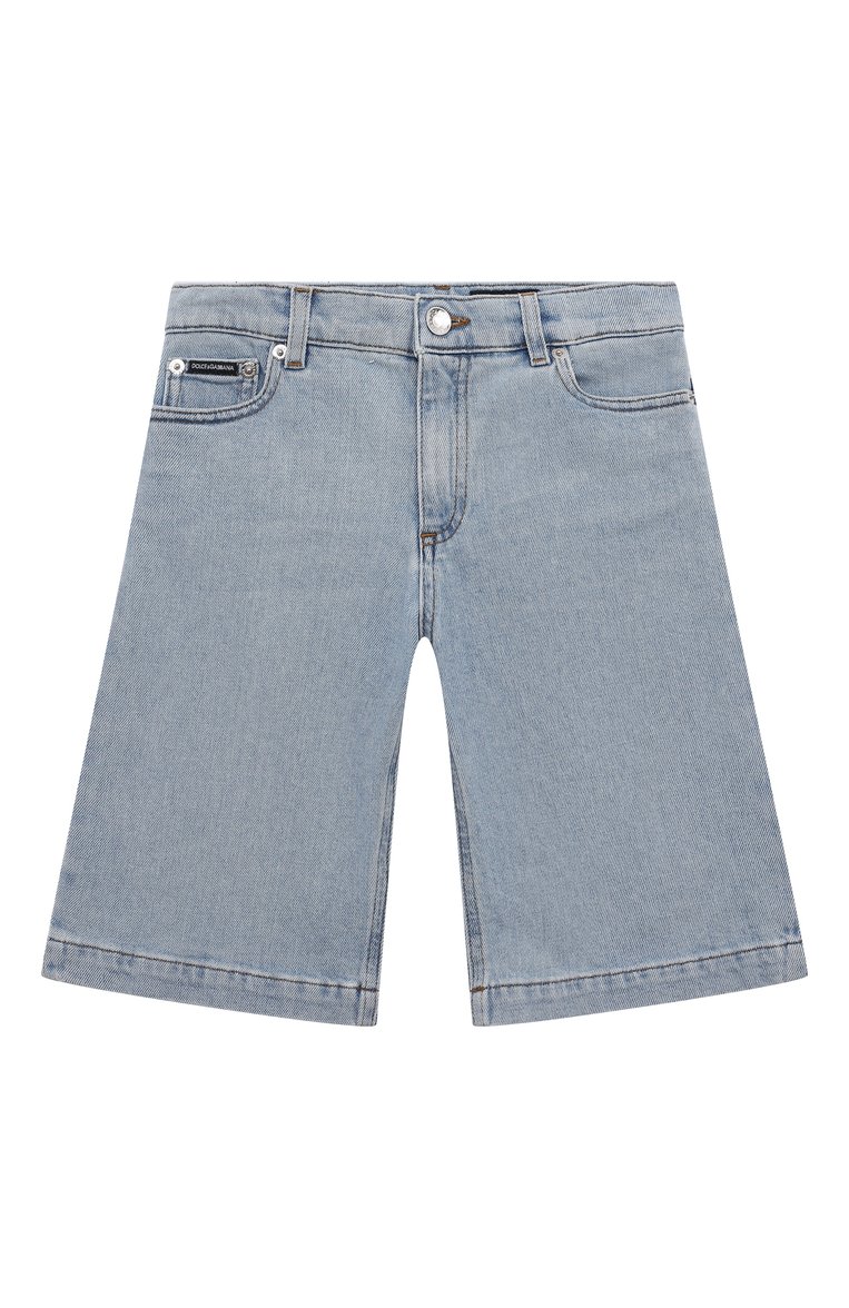 Детские джинсовые шорты DOLCE & GABBANA голубого цвета, арт. L42Q96/LDC13 | Фото 1 (Нос: Не проставлено; Материал внешний: Хлопок, Деним; Кросс-КТ: Деним; Автоматизация состава: Проставлено; Ростовка одежда: 8 лет | 128 см, 10 - 11 лет | 140 - 146см, 12 лет | 152 см, 2 года | 92 см, 3 года | 98 см, 13 - 15 лет | 158 см, 4 года | 104 см, 5 лет | 110 см, 6 лет | 116 см)