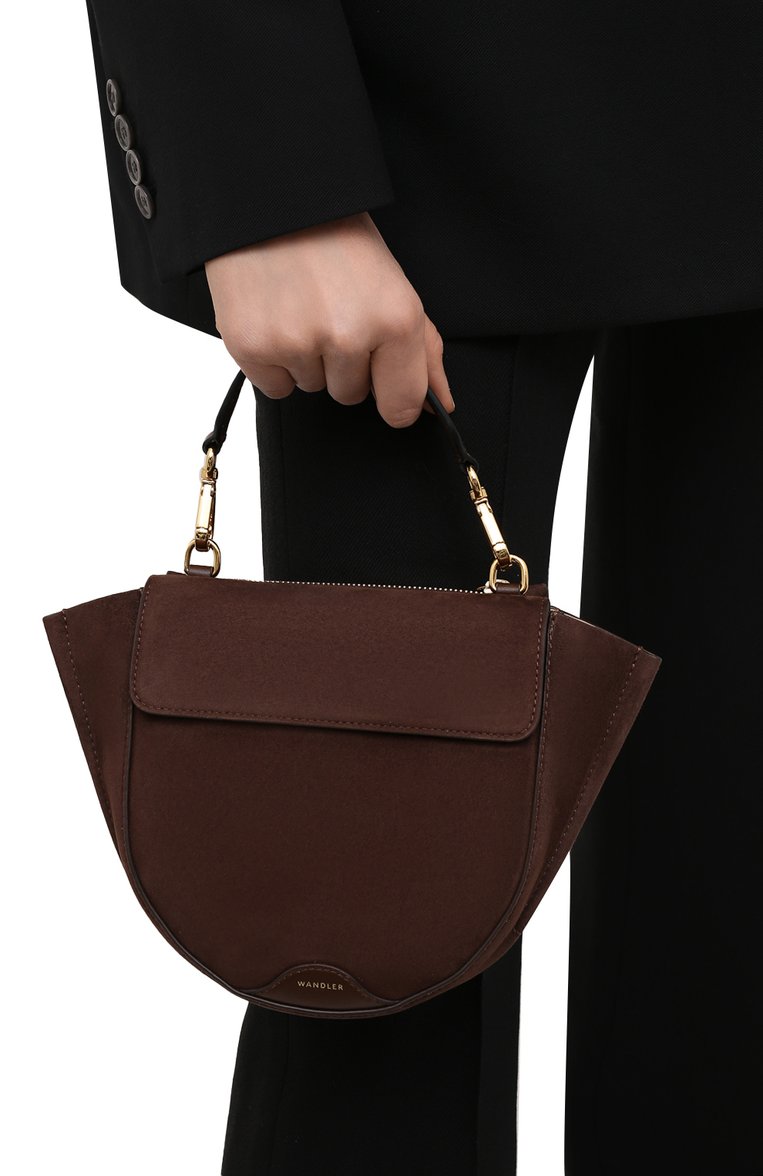 Женская сумка hortensia mini WANDLER коричневого цвета, арт. H0RTENSIA BAG MINI | Фото 2 (Материал: Натуральная кожа; Сумки-технические: Сумки через плечо, Сумки top-handle; Ремень/цепочка: На ремешке; Размер: mini)