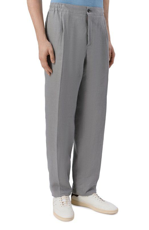 Льняные брюки Kiton UPN01H09690 Серый  UPN01H09690 Фото 3