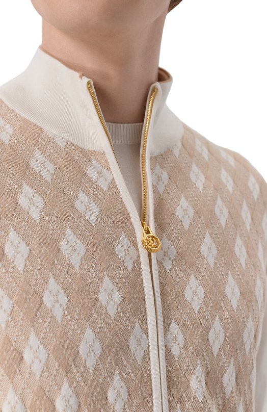 Кардиган из хлопка и шелка Stefano Ricci K414017R30/F26268 Бежевый  K414017R30/F26268 Фото 5