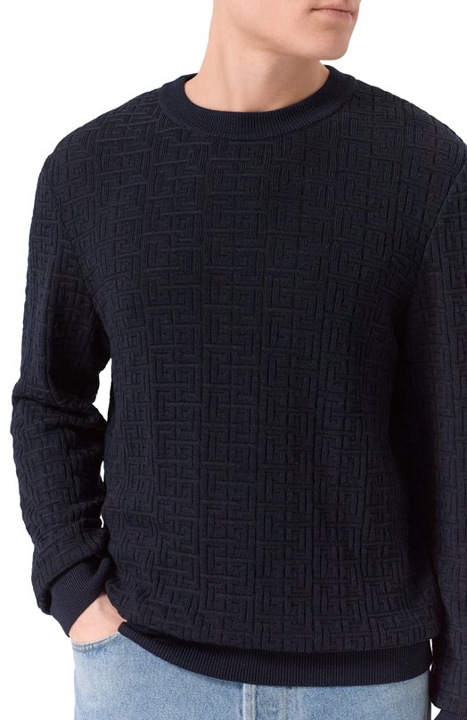 Джемпер из шерсти и льна Balmain GH1KD000/KI03 Синий  GH1KD000/KI03 Фото 5