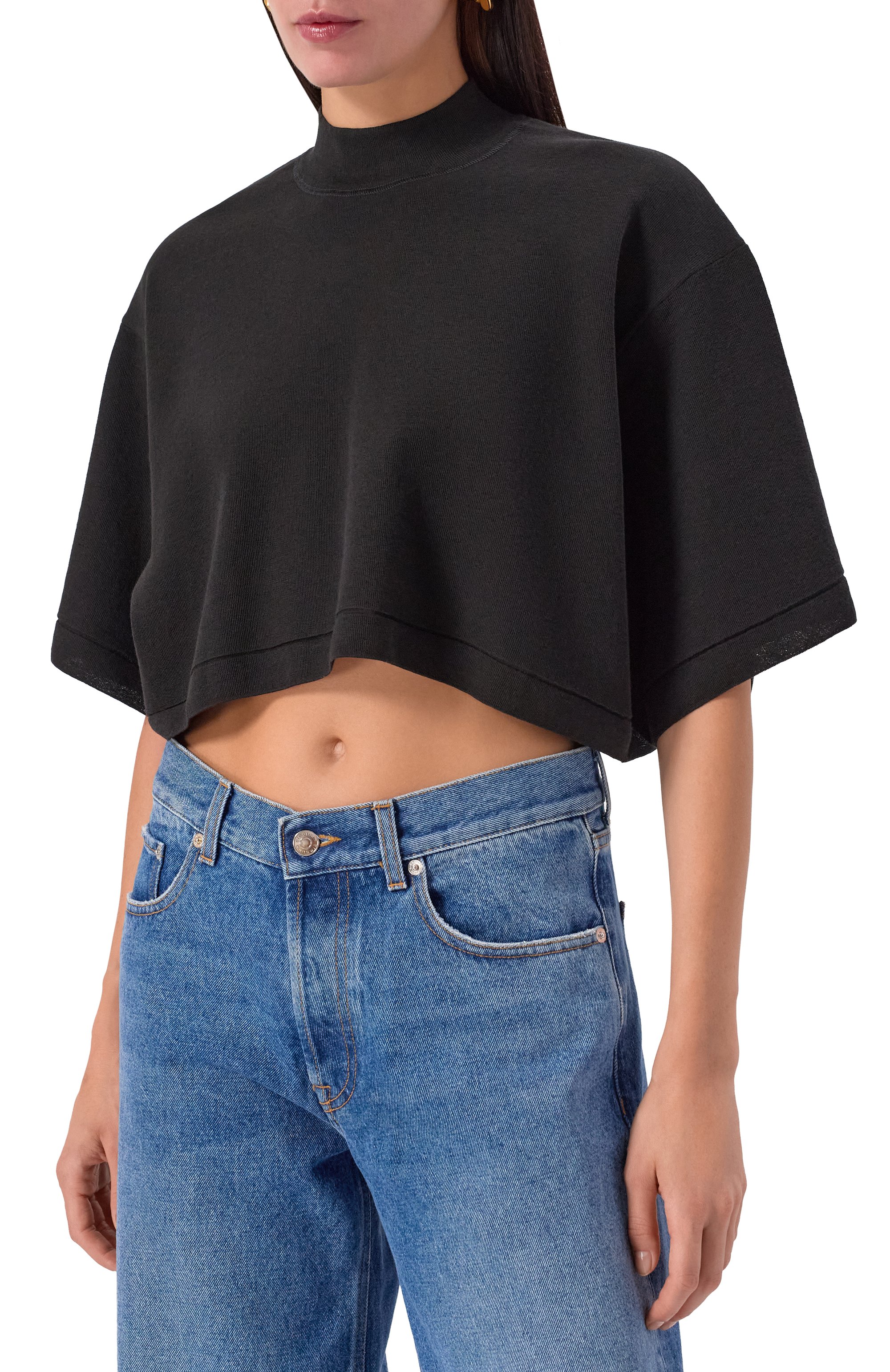 Футболка из хлопка и шерсти ALAIA, арт. AA9H1232K083B, фото 3