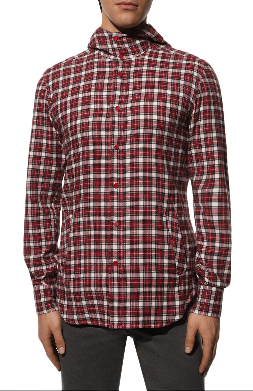 Хлопковая рубашка KITON красного цвета по цене 58700 руб., арт. UMCMARH0825904, фото 3 Хлопковая рубашка KITON, арт. UMCMARH0825904, фото 3