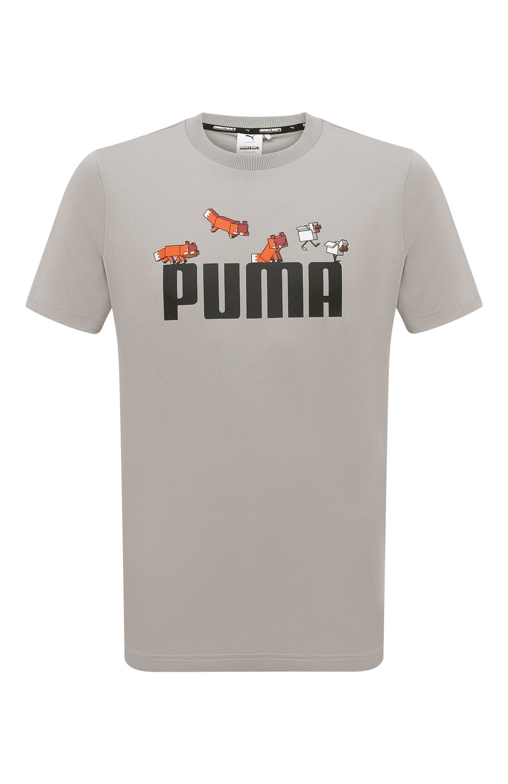 Хлопковая футболка puma x minecraft PUMA серого цвета по цене 4790 руб., арт. 53437476, фото 1 Хлопковая футболка puma x minecraft PUMA, арт. 53437476, фото 1
