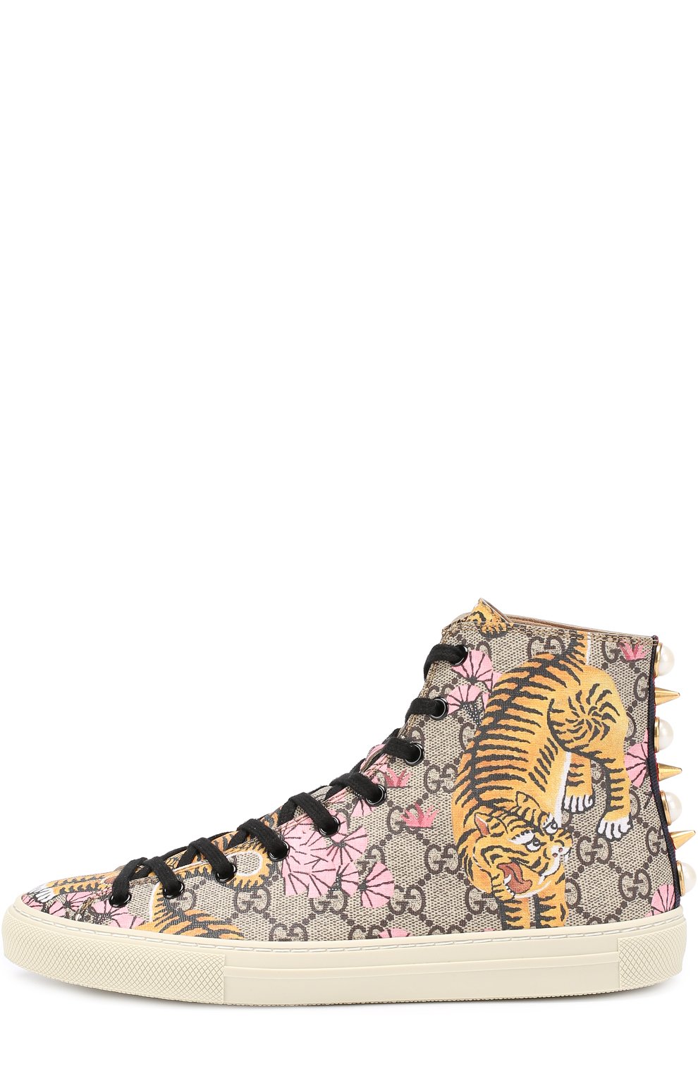 Высокие кеды major из текстиля с принтом GUCCI розового цвета по цене 49750 руб., арт. 454592/K6D30, фото 2 Высокие кеды major из текстиля с принтом GUCCI, арт. 454592/K6D30, фото 2