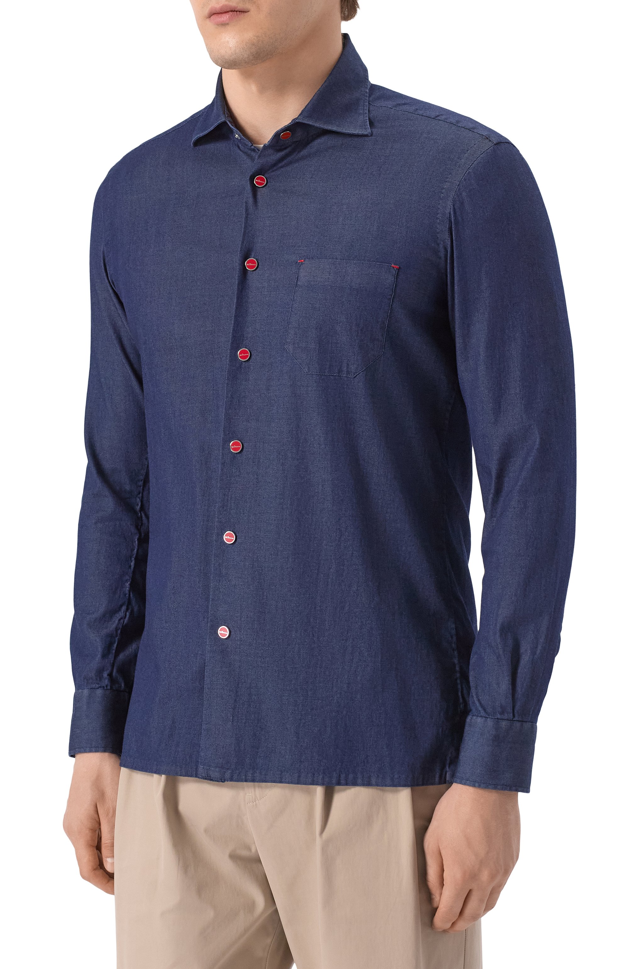 Хлопковая рубашка KITON, арт. UMCNERPH0922701, фото 3