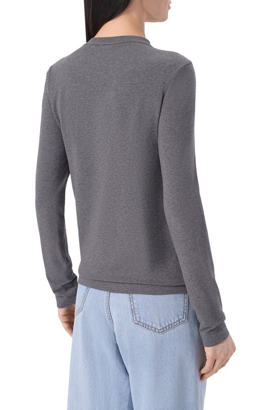 Хлопковый лонгслив Brunello Cucinelli MPT18B0107 Серый  MPT18B0107 Фото 4