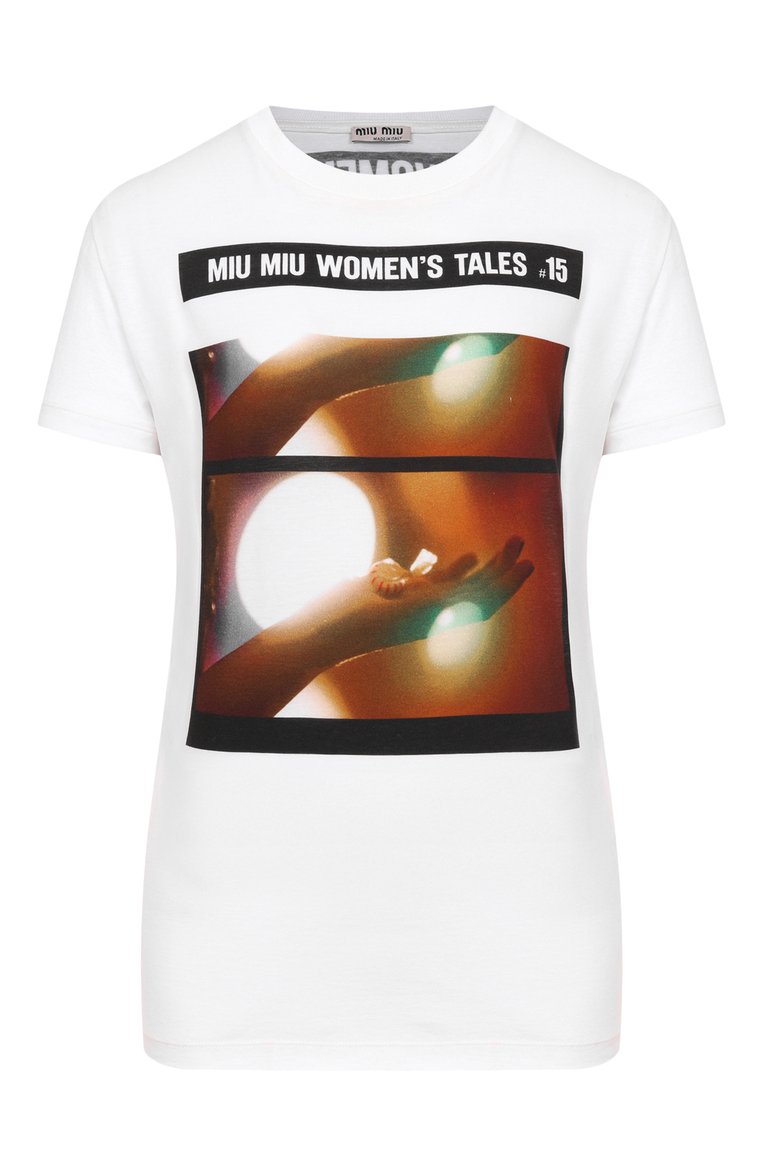 Хлопковая футболка MIU MIU, арт. MJN064-1QD2-F0009, фото 1