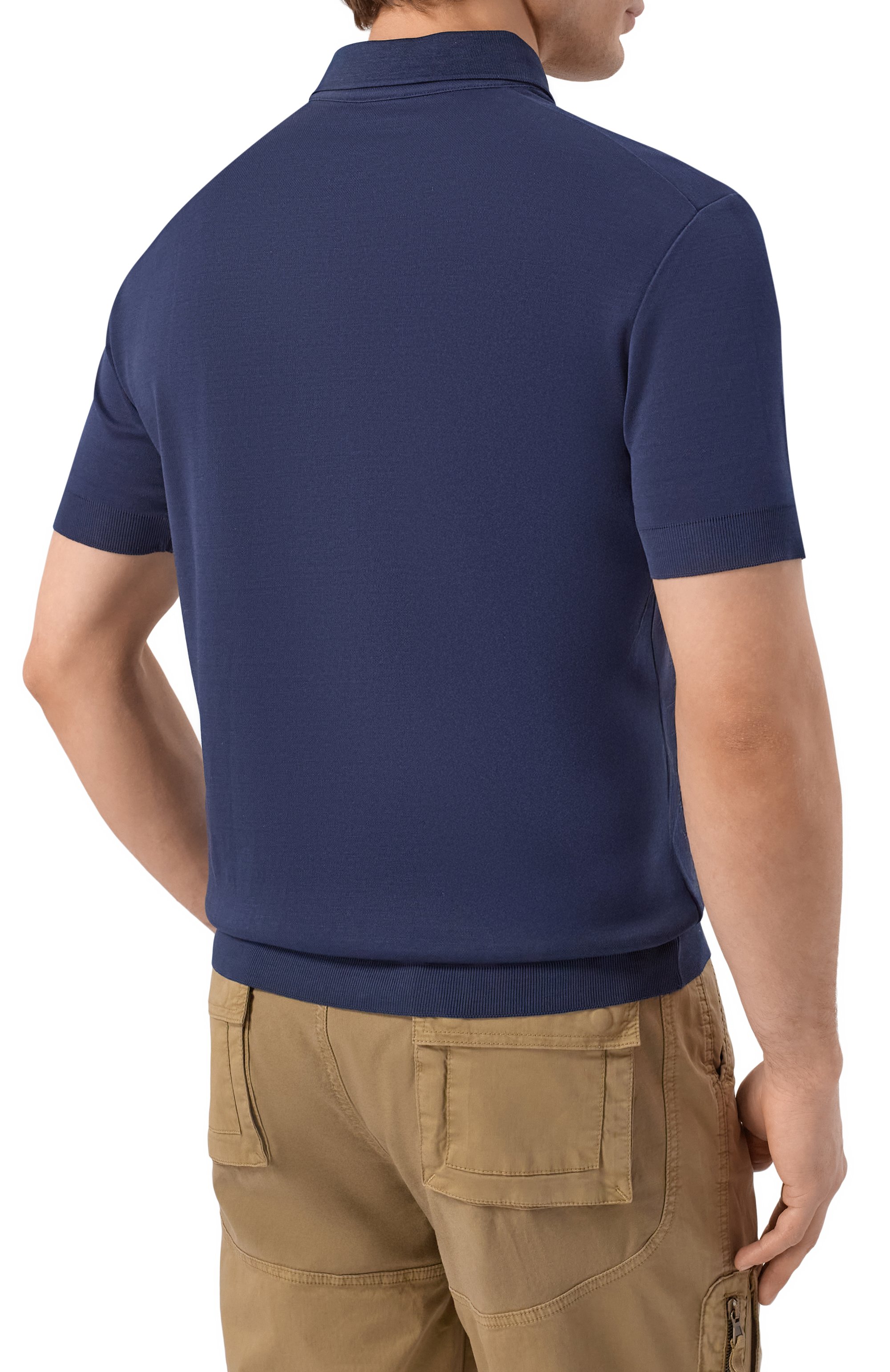 Хлопковое поло DUNO темно-синего цвета по цене 19950 руб., арт. N0VUS/BARZI, фото 4 Хлопковое поло DUNO, арт. N0VUS/BARZI, фото 4