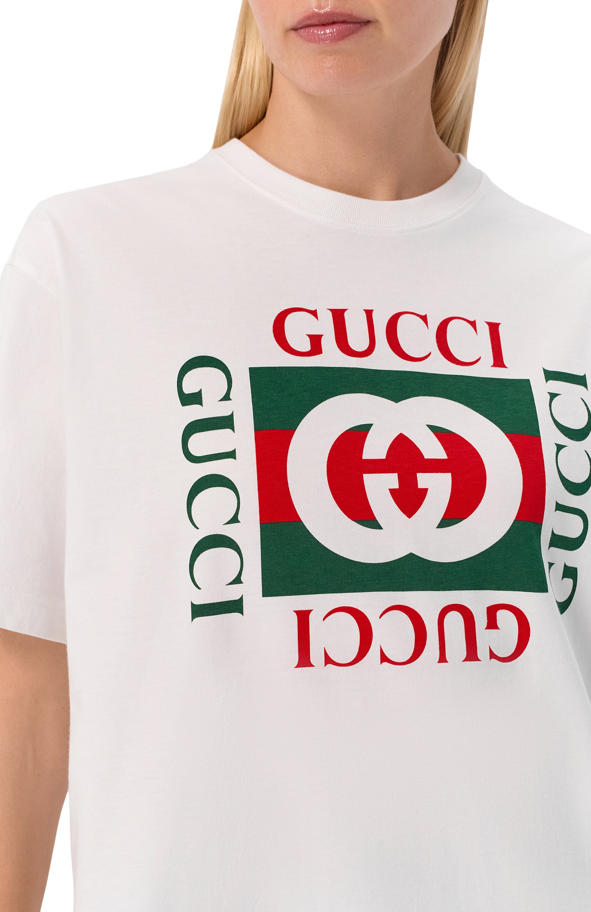 Хлопковая футболка GUCCI белого цвета по цене 69450 руб., арт. 788093/XJGL3, фото 5 Хлопковая футболка GUCCI, арт. 788093/XJGL3, фото 5