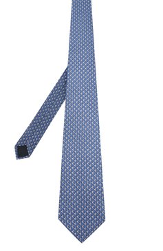 Мужской комплект из шелковых галстука и платка LANVIN синего цвета, арт. 4162/TIE SET | Фото 2 (Материал: Текстиль, Шелк; Нос: Не проставлено; Материал сплава: Проставлено)