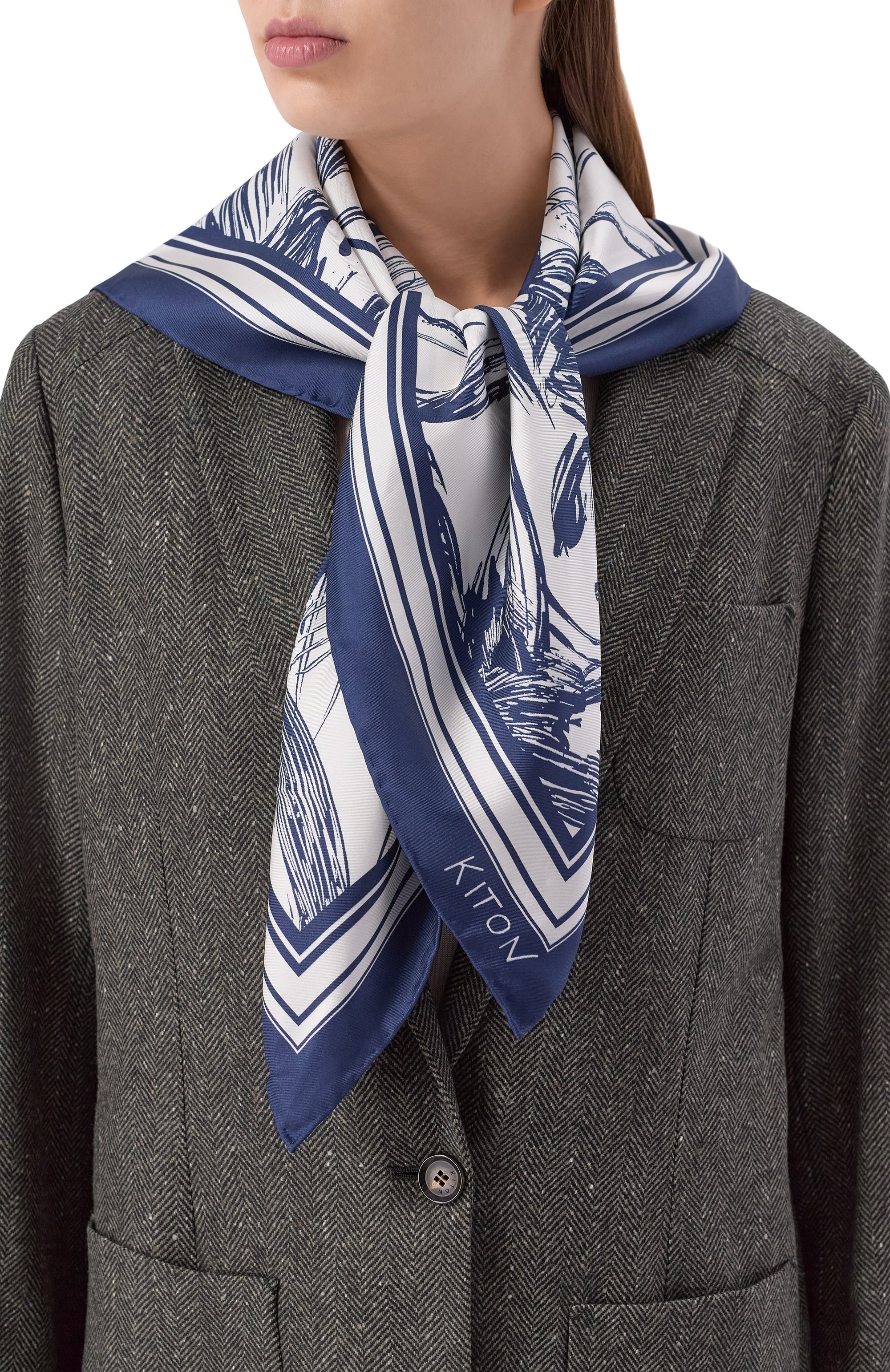 Шелковый платок KITON, арт. D53754K0953H10, фото 2