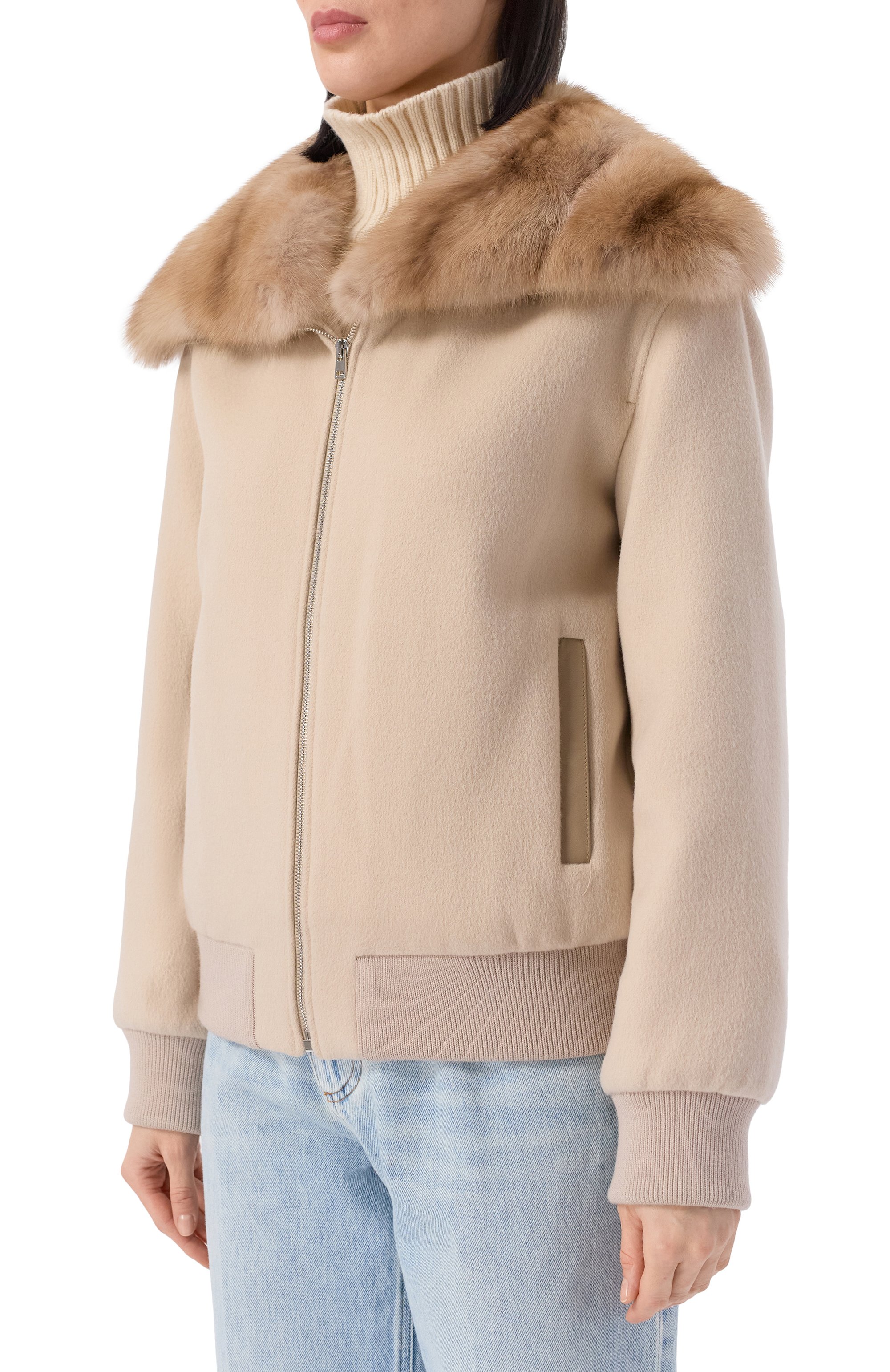 Бомбер из шерсти и кашемира с отделкой из соболя YVES SALOMON, арт. V90760/CAZI, фото 3