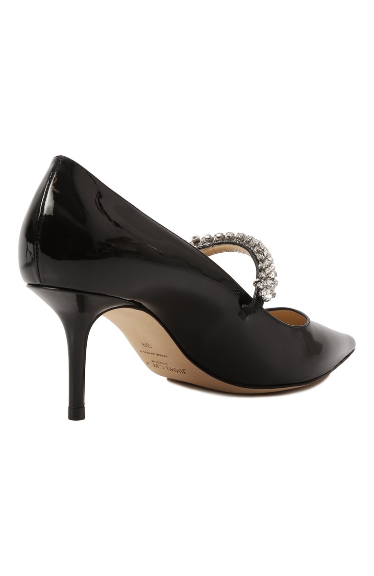 Женские кожаные туфли bing pump 65 JIMMY CHOO черного цвета, арт. BING PUMP 65/PAT | Фото 5 (Драгоценные камни: Проставлено; Каблук высота: Средний; Материал внутренний: Натуральная кожа; Подошва: Плоская; Материал сплава: Проставлено; Материал внешний: Натуральная кожа; Каблук тип: Шпилька)