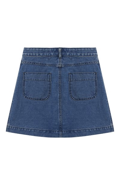 Юбка из хлопка и льна BURBERRY голубого цвета по цене 15350 руб., арт. 8023020, фото 2 Юбка из хлопка и льна BURBERRY, арт. 8023020, фото 2