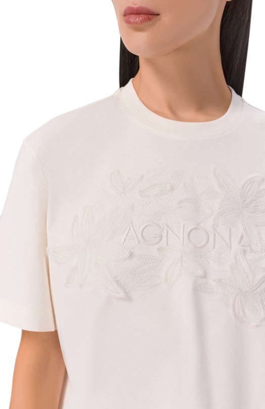Хлопковая футболка Agnona TT1109E/Y2050E Белый  TT1109E/Y2050E Фото 5