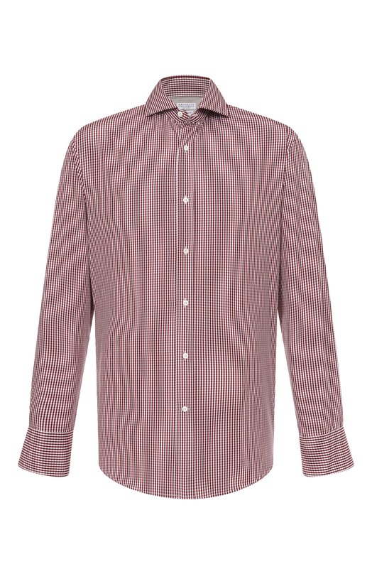 Хлопковая рубашка Brunello Cucinelli MY6451718 Бордовый MY6451718