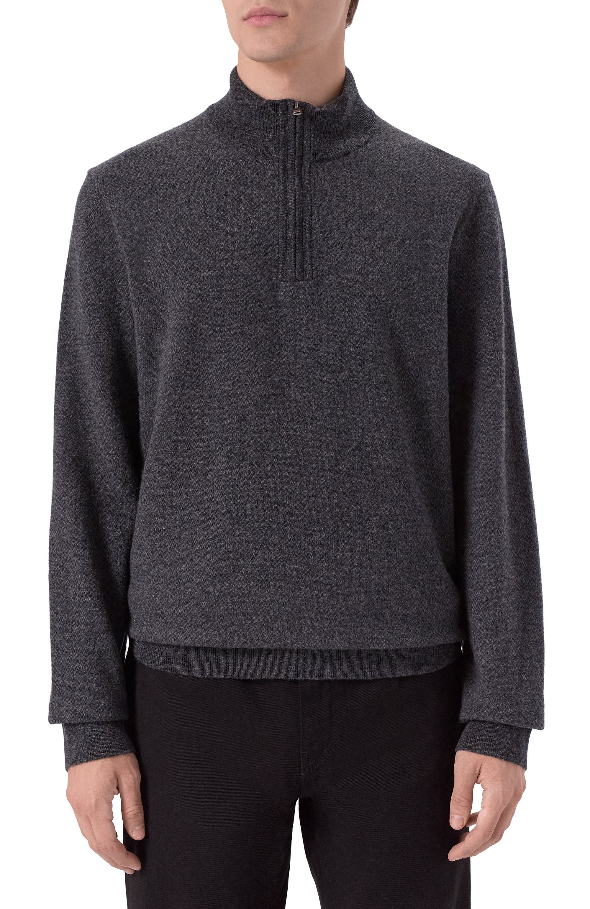 Джемпер из шерсти и хлопка BOSS темно-серого цвета по цене 26950 руб., арт. 50549976, фото 3 Джемпер из шерсти и хлопка BOSS, арт. 50549976, фото 3