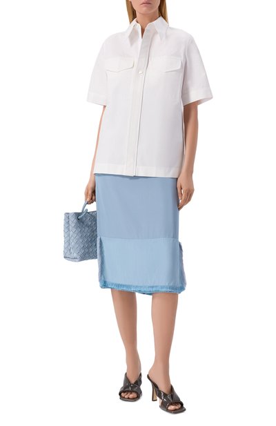 Юбка из вискозы и шелка BOTTEGA VENETA голубого цвета по цене 277500 руб., арт. 858509/V1TL0, фото 2 Юбка из вискозы и шелка BOTTEGA VENETA, арт. 858509/V1TL0, фото 2