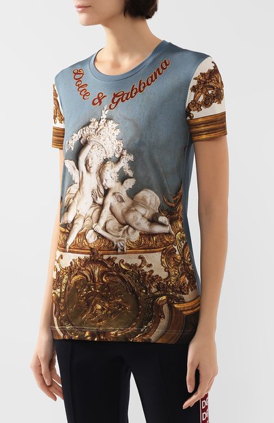 Хлопковая футболка DOLCE & GABBANA разноцветного цвета по цене 74700 руб., арт. F8K74T/HH75D, фото 3 Хлопковая футболка DOLCE & GABBANA, арт. F8K74T/HH75D, фото 3