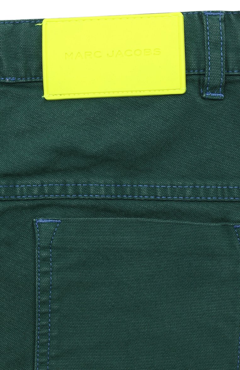 Детские хлопковые брюки MARC JACOBS (THE) зеленого цвета, арт. W24296/6A-12A | Фото 3 (Материал сплава: Проставлено; Материал внешний: Хлопок; Нос: Не проставлено; Случай: Повседневный)