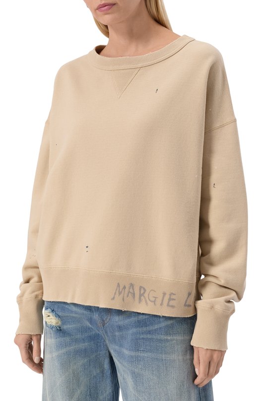Хлопковый свитшот Maison Margiela S50GU0237/M25019 Бежевый  S50GU0237/M25019 Фото 3