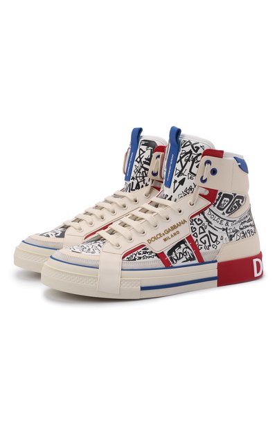 Кожаные кеды custom 2.zero DOLCE & GABBANA белого цвета по цене 112500 руб., арт. CS1870/A0806, фото 1 Кожаные кеды custom 2.zero DOLCE & GABBANA, арт. CS1870/A0806, фото 1