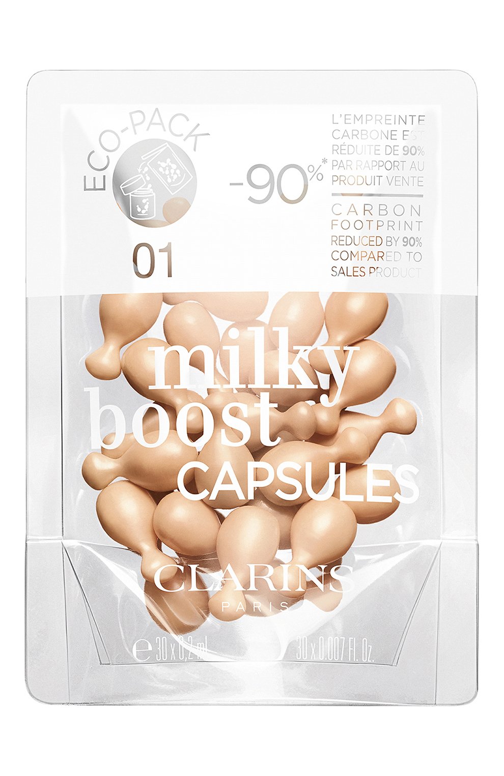 Тональный флюид для лица в капсулах milky boost capsules рефил, оттенок 01 (30x0,2ml) CLARINS  цвета, арт. 80086369 | Фото 1 (Финишное покрытие: Сияющий; SPF фильтр: Минимальный (0-5))