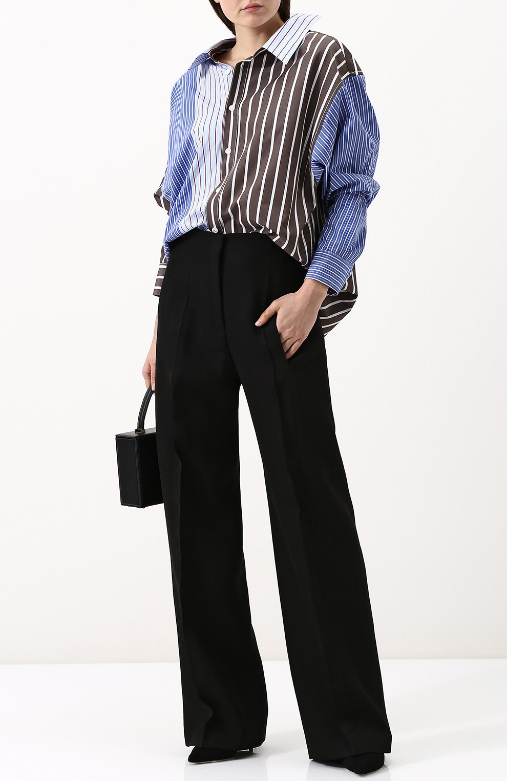 Однотонные широкие брюки из смеси вискозы и шелка CELINE, арт. 21T456928, фото 2