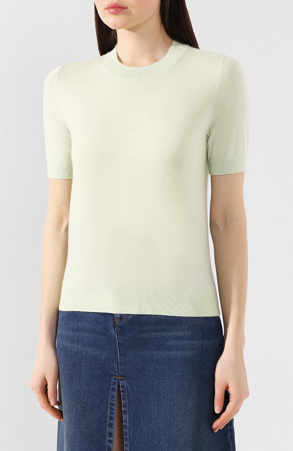 Кашемировый топ BURBERRY зеленого цвета по цене 53650 руб., арт. 8008914, фото 3 Кашемировый топ BURBERRY, арт. 8008914, фото 3