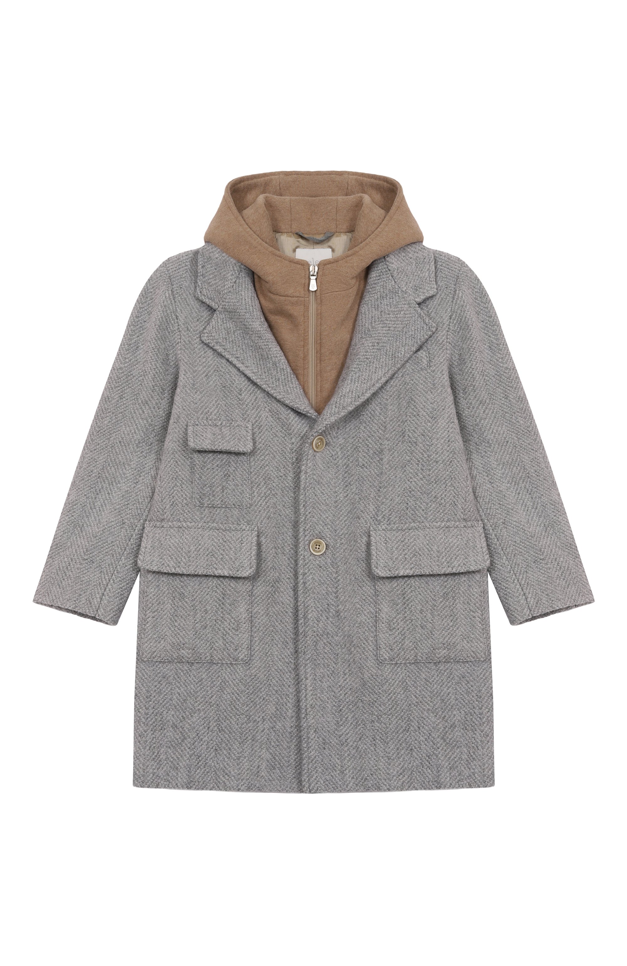 Шерстяное пальто ELEVENTY серого цвета по цене 65450 руб., арт. EX2P10/E0218/10-16, фото 1 Шерстяное пальто ELEVENTY, арт. EX2P10/E0218/10-16, фото 1