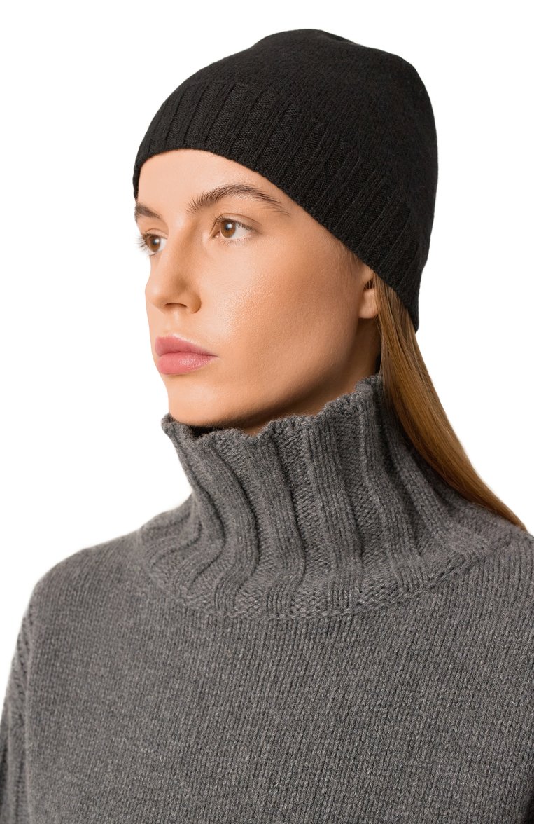 Женская шерстяная шапка JIL SANDER черного цвета, арт. J02TC0003/J14506 | Фото 2 (Материал: Текстиль, Шерсть; Региональные ограничения белый список (Axapta Mercury): Не проставлено; Нос: Не проставлено)