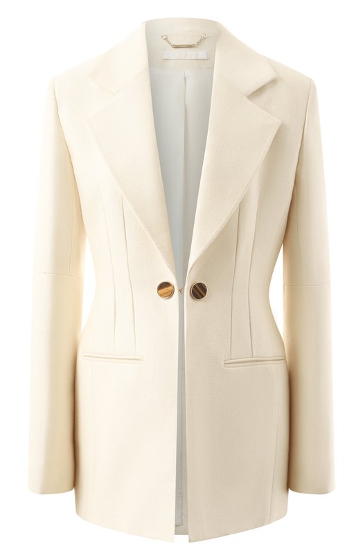 Жакет из шелка и шерсти Chloé CHC23SVE03065 103 Кремовый CHC23SVE03065 103