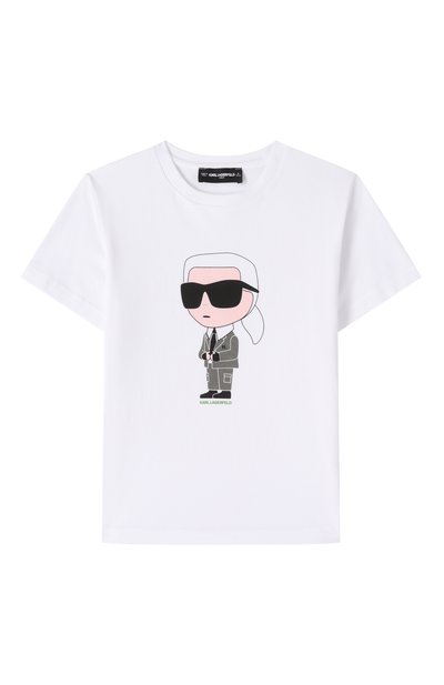 Хлопковая футболка KARL LAGERFELD KIDS, арт. Z30437