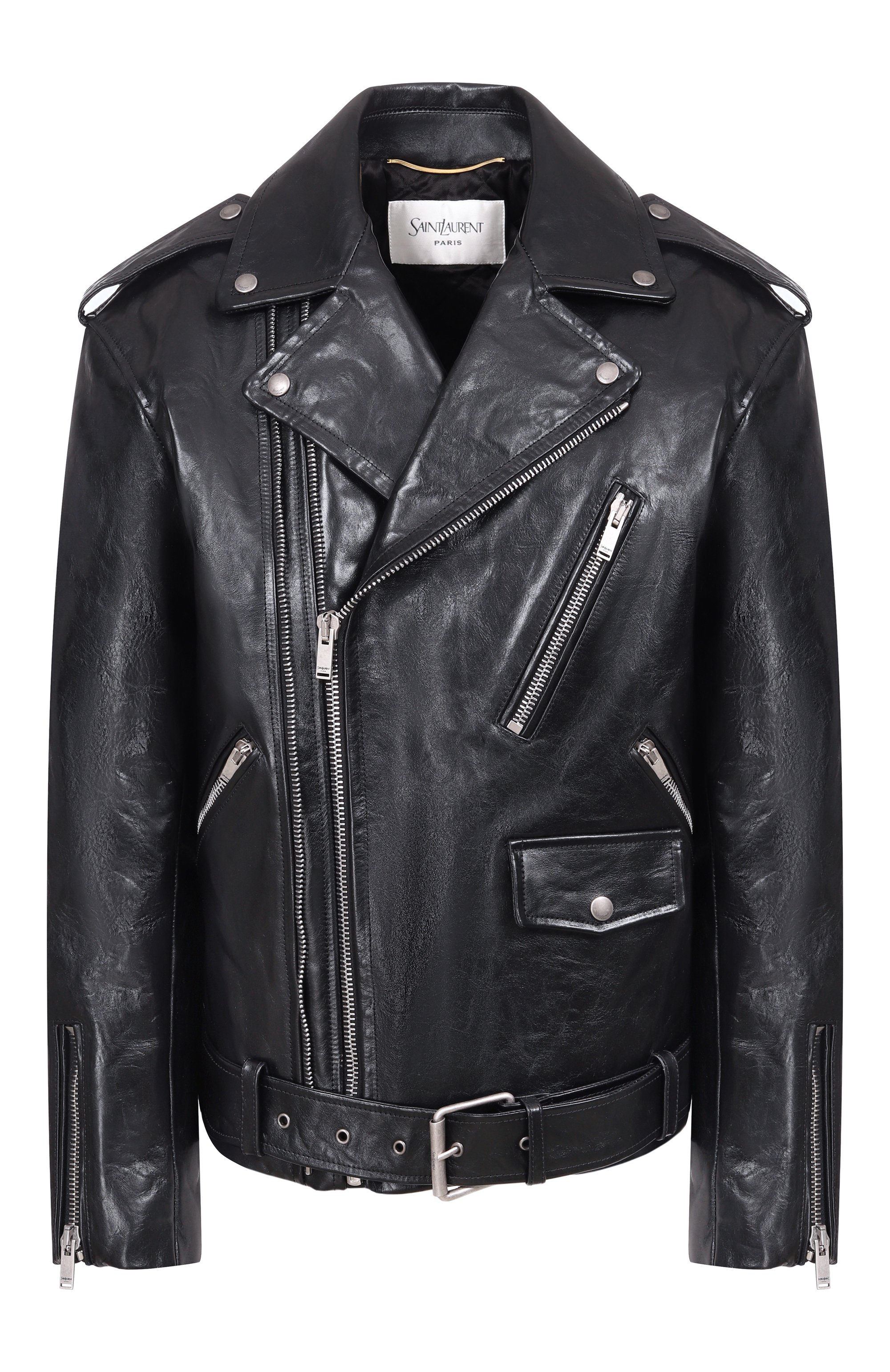 Кожаная куртка SAINT LAURENT черного цвета по цене 1360000 руб., арт. 865076/YCUX2, фото 1 Кожаная куртка SAINT LAURENT, арт. 865076/YCUX2, фото 1