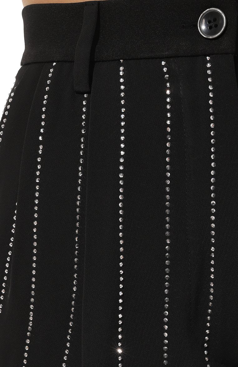 Женские брюки с отделкой стразами FORTE DEI MARMI COUTURE черного цвета, арт. 24WF3005 | Фото 5 (Длина (брюки, джинсы): Стандартные; Материал сплава: Проставлено; Материал внешний: Синтетический материал; Драгоценные камни: Проставлено; Женское Кросс-КТ: Брюки-одежда; Силуэт Ж (брюки и джинсы): Прямые; Стили: Гламурный; Кросс-КТ: костюм)