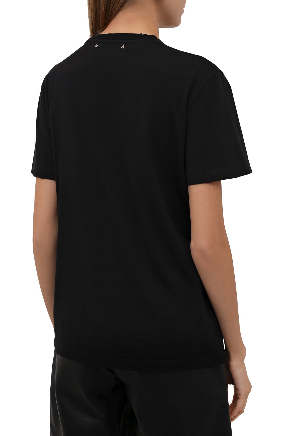 Хлопковая футболка GOLDEN GOOSE DELUXE BRAND черного цвета по цене 16850 руб., арт. GWP00998.P000592, фото 4 Хлопковая футболка GOLDEN GOOSE DELUXE BRAND, арт. GWP00998.P000592, фото 4