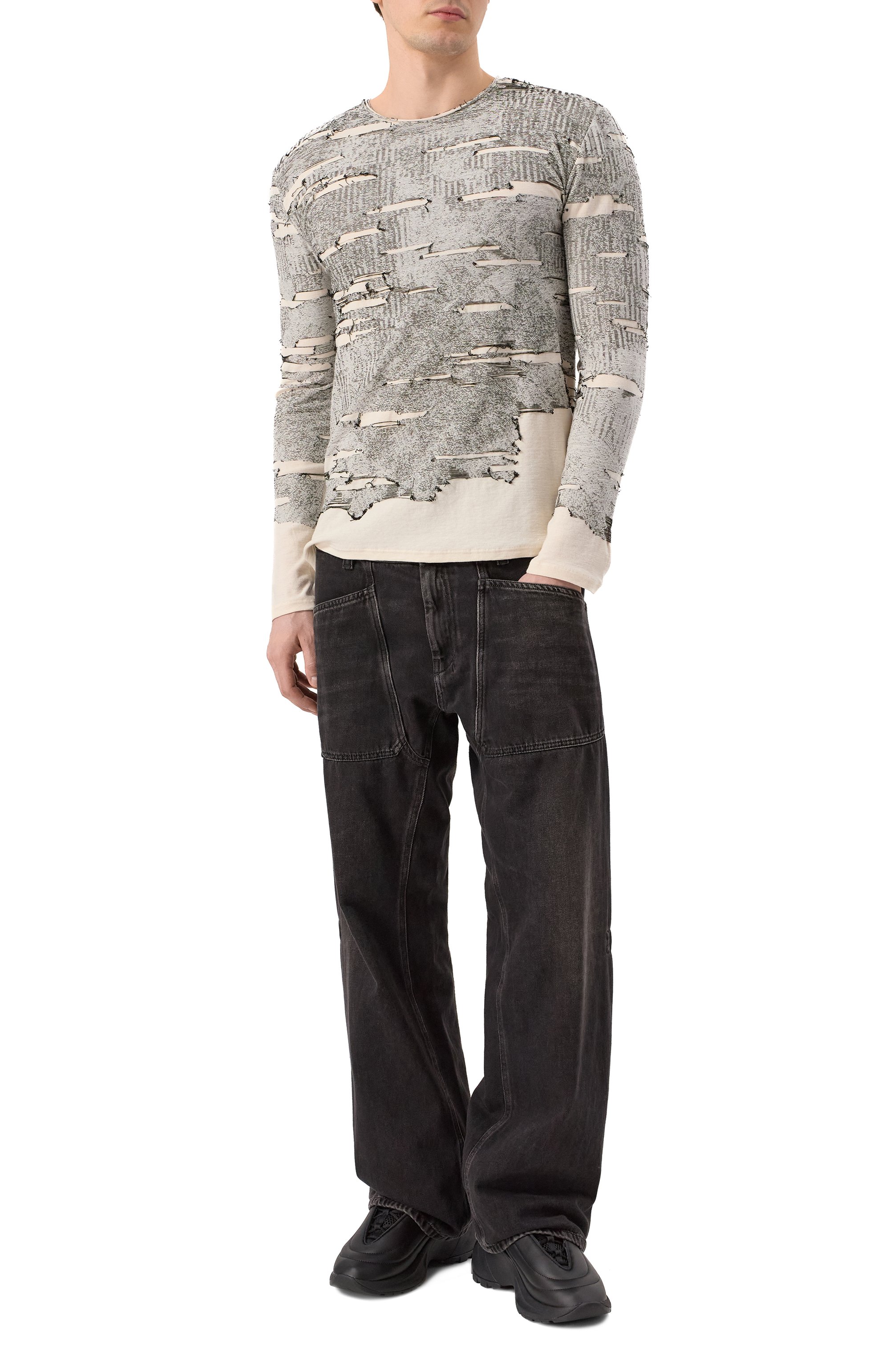 Хлопковый лонгслив DIESEL светло-серого цвета по цене 47700 руб., арт. A18119/0AFBV, фото 2 Хлопковый лонгслив DIESEL, арт. A18119/0AFBV, фото 2