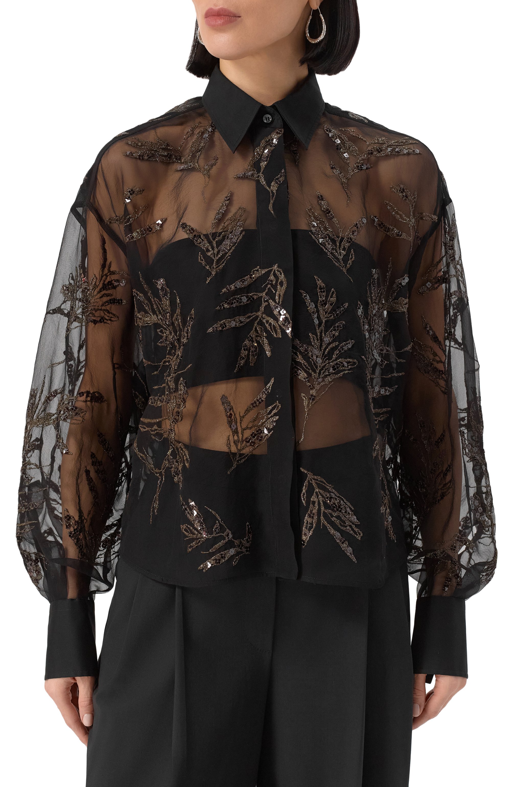 Шелковая блузка BRUNELLO CUCINELLI черного цвета по цене 468500 руб., арт. MF940HH626, фото 3 Шелковая блузка BRUNELLO CUCINELLI, арт. MF940HH626, фото 3