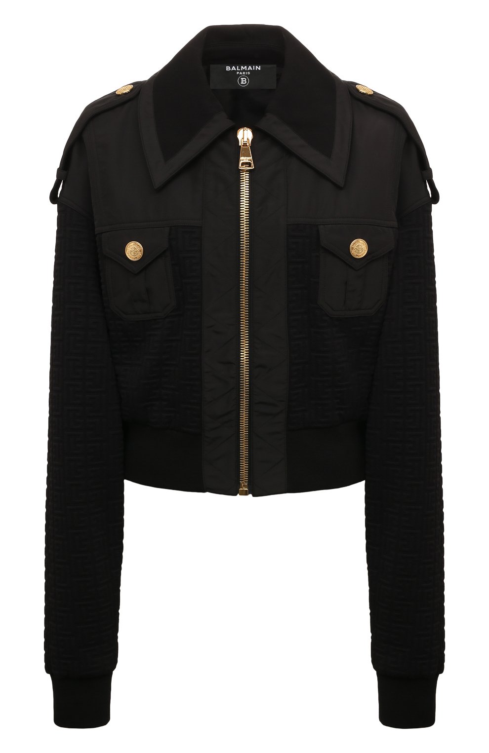 Бомбер BALMAIN черного цвета по цене 213000 руб., арт. AF0TF185MC66, фото 1 Бомбер BALMAIN, арт. AF0TF185MC66, фото 1