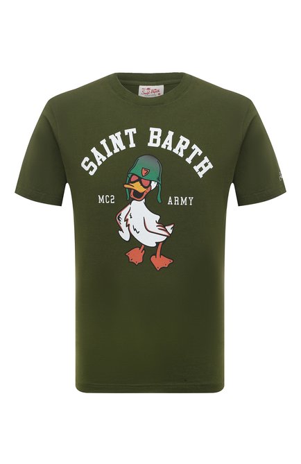 Мужская хлопковая футболка MC2 SAINT BARTH хаки цвета по цене 9615 руб., арт. STBM/TSHIRT MAN/06478D | Фото 1