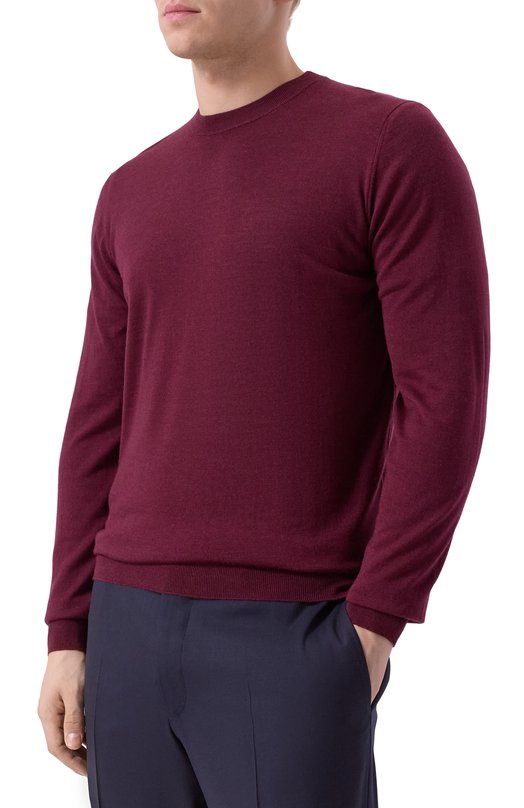 Джемпер из шерсти и шелка Andrea Campagna GC1ML/LSC18R Бордовый  GC1ML/LSC18R Фото 3