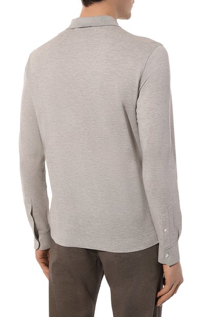 Поло из хлопка и шелка ZEGNA серого цвета по цене 61550 руб., арт. UC381A6/C748, фото 4 Поло из хлопка и шелка ZEGNA, арт. UC381A6/C748, фото 4