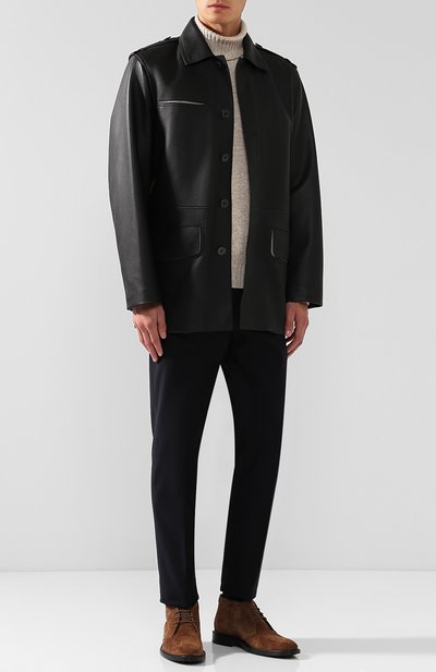 Кожаная куртка на пуговицах с поясом BOTTEGA VENETA, арт. 517178/V0K90, фото 2