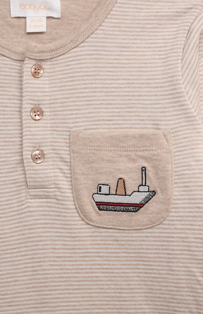 Хлопковый лонгслив BABYBU бежевого цвета по цене 4500 руб., арт. BI-D1012W22, фото 3 Хлопковый лонгслив BABYBU, арт. BI-D1012W22, фото 3